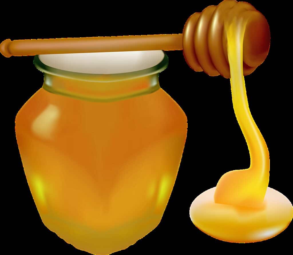honey, jar, honey spoon